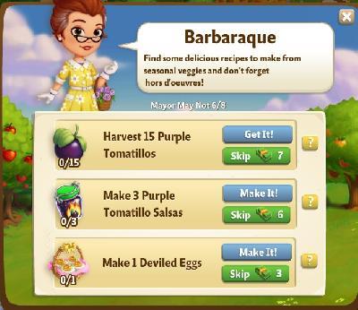 farmville 2 mayor may not: barbaraque rewards, bonus