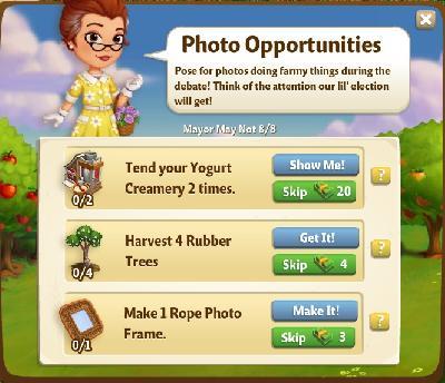 farmville 2 mayor may not: photo opportunities rewards, bonus