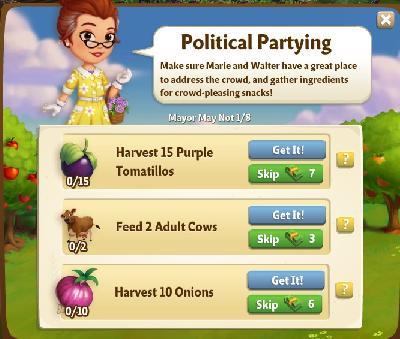 farmville 2 mayor may not: political partying rewards, bonus