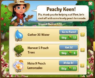 farmville 2 mayoral election: peachy keen rewards, bonus