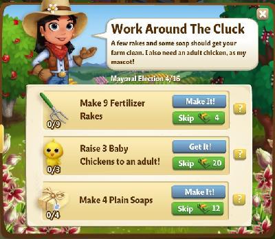 farmville 2 mayoral election: work around the cluck rewards, bonus