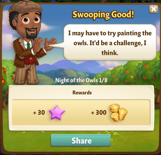 farmville 2 night of the owls: dark flights rewards, bonus
