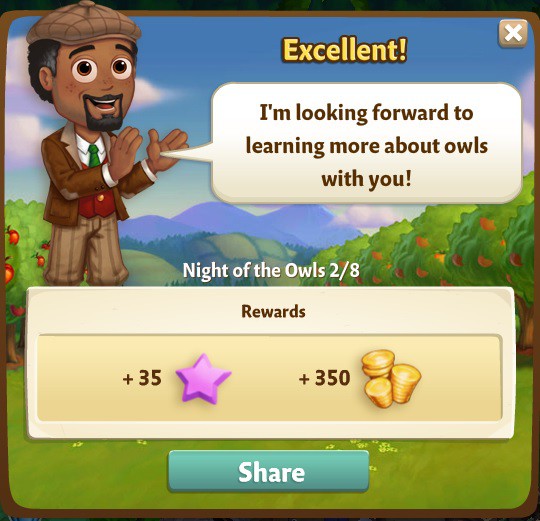 farmville 2 night of the owls: learning about owls rewards, bonus
