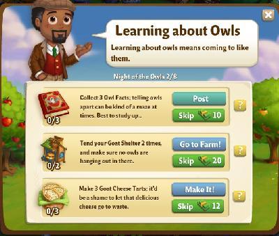 farmville 2 night of the owls: learning about owls rewards, bonus