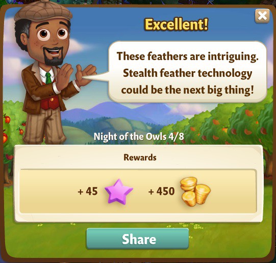 farmville 2 night of the owls: silent flights rewards, bonus