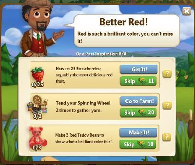 farmville 2 one part inspiration: better red rewards, bonus