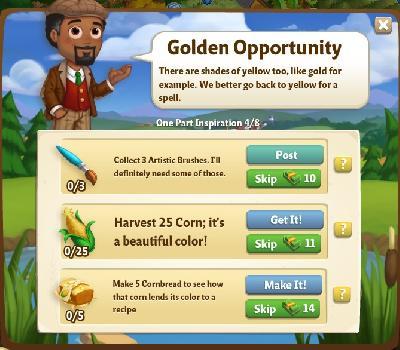 farmville 2 one part inspiration: golden opportunity rewards, bonus