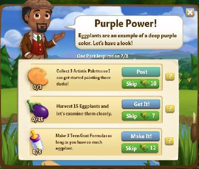 farmville 2 one part inspiration: purple power rewards, bonus