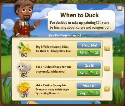farmville 2 one part inspiration: when to duck rewards, bonus