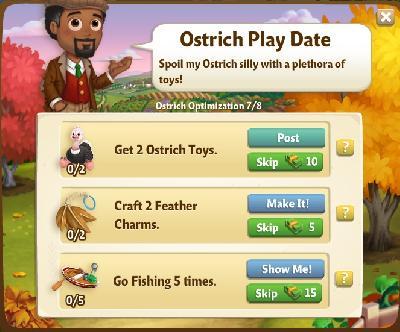 farmville 2 ostrich optimization: ostrich play date rewards, bonus
