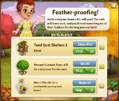 farmville 2 owl be back: feather-proofing rewards, bonus