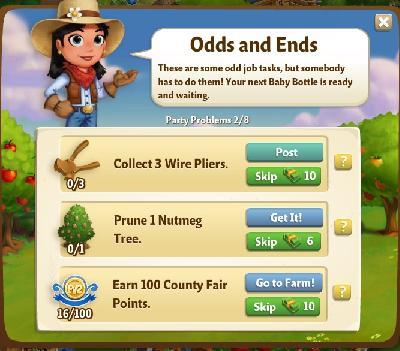 farmville 2 party problems: odds and ends rewards, bonus