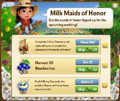 farmville 2 the perfect wedding: milk maids of honor rewards, bonus