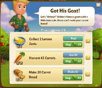 farmville 2 pheasant uprising: got his goat rewards, bonus