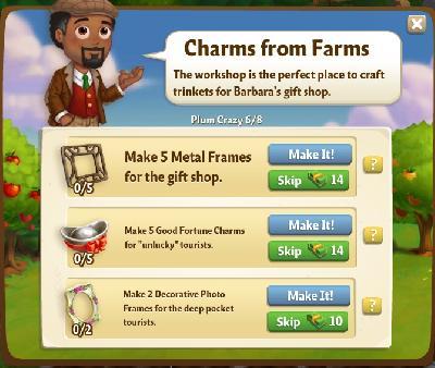 farmville 2 plum crazy: charms from farms rewards, bonus