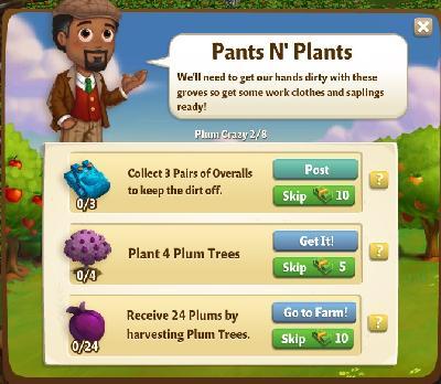 farmville 2 plum crazy: pants n plants rewards, bonus
