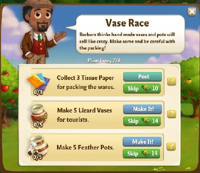 farmville 2 plum crazy: vase race rewards, bonus
