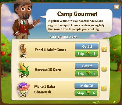 farmville 2 raising a ruckus: camp gourmet rewards, bonus