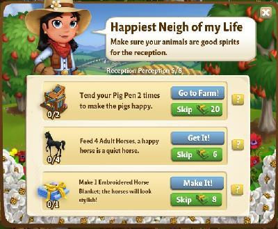 farmville 2 reception perception: happiest neigh of my life rewards, bonus