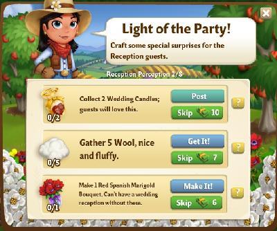 farmville 2 reception perception: light of the party rewards, bonus