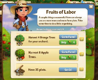 farmville 2 room for improvement: fruits of labor rewards, bonus