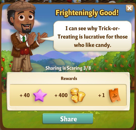 farmville 2 sharing is scaring: the trick is the treat rewards, bonus