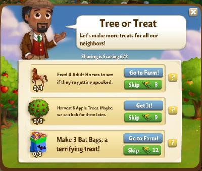 farmville 2 sharing is scaring: tree or treat rewards, bonus