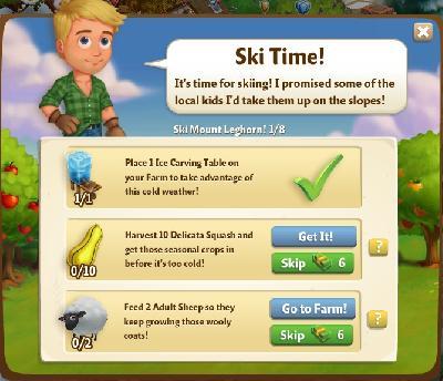 farmville 2 ski mount leghorn: ski time rewards, bonus