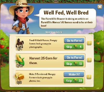 farmville 2 star steeds: well fed, well bred part 1 of 8 rewards, bonus
