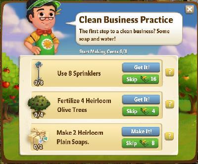 farmville 2 start making cents: clean business practice rewards, bonus