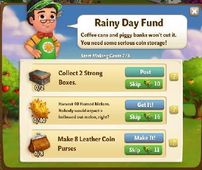 farmville 2 start making cents: rainy day fund rewards, bonus
