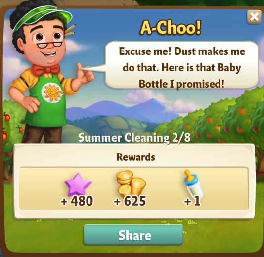 farmville 2 summer cleaning: dust bunnies rewards, bonus