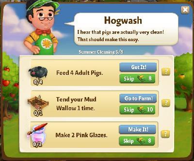 farmville 2 summer cleaning: hogwash rewards, bonus