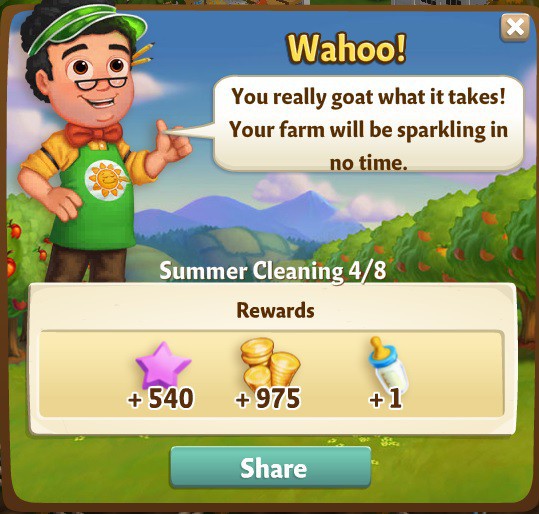 farmville 2 summer cleaning: just bleat it rewards, bonus