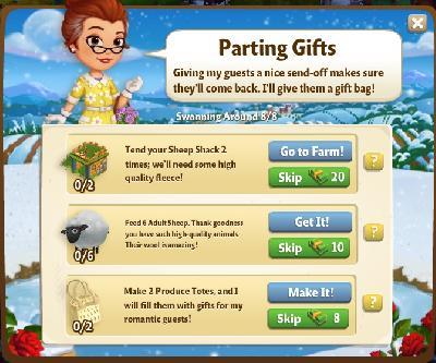 farmville 2 swanning around: parting gifts rewards, bonus