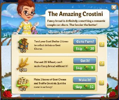 farmville 2 swanning around: the amazing crostini rewards, bonus