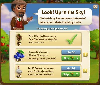farmville 2 the blue jay of happiness: look up in the sky rewards, bonus