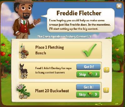 farmville 2 the camp appaloosa archery contest: freddie fletcher rewards, bonus