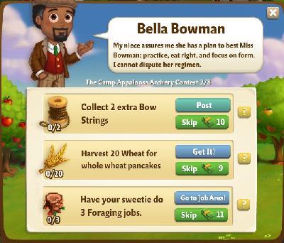 farmville 2 the camp appaloosa archery contest: bella bowman rewards, bonus
