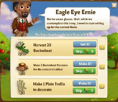 farmville 2 the camp appaloosa archery contest: eagle eye ernie rewards, bonus