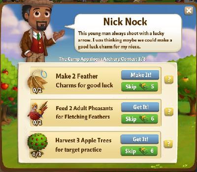 farmville 2 the camp appaloosa archery contest: nick nock rewards, bonus