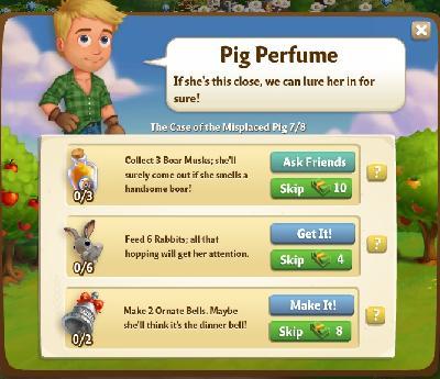farmville 2 the case of the misplaced pig: pig perfume rewards, bonus
