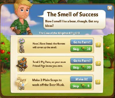farmville 2 the case of the misplaced: the smell of success rewards, bonus