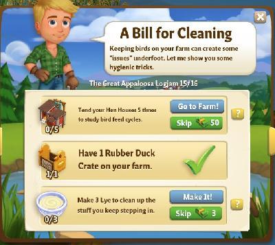 farmville 2 the great appaloosa logjam: a bill for cleaning rewards, bonus