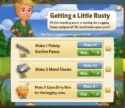 farmville 2 the great appaloosa logjam: getting a little rusty rewards, bonus