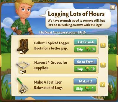 farmville 2 the great appaloosa logjam: logging lots of hours rewards, bonus