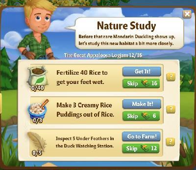 farmville 2 the great appaloosa logjam: nature study rewards, bonus