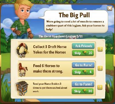 farmville 2 the great appaloosa logjam: the big pull rewards, bonus