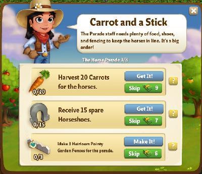 farmville 2 the horse parade: carrot and a stick rewards, bonus