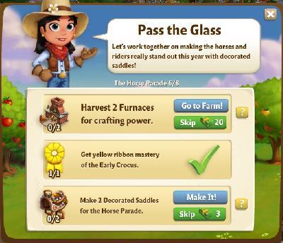 farmville 2 the horse parade: pass the glass rewards, bonus